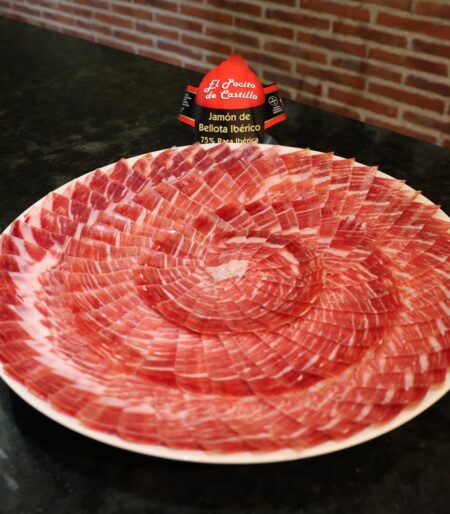 jamon iberico bellota loncheado cortado cuchillo