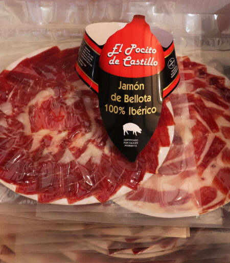 jamon iberico bellota loncheado cortado cuchillo